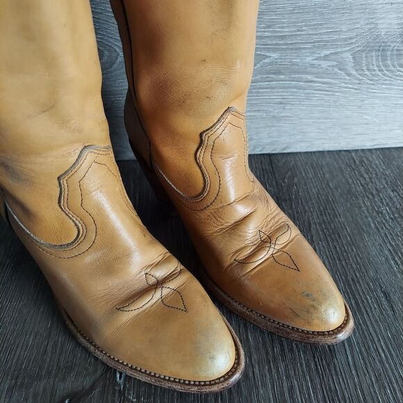 Vintage Frye Heeled Pull On Western Cowboy Boots Size 5.5B - Picture 3 of 14